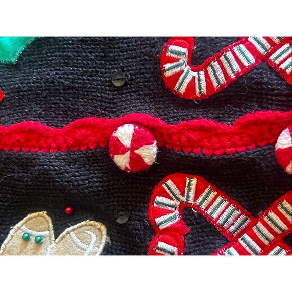 Basic editions Medium holiday Christmas gingerbread embroidery ugly sweater vest - Picture 8 of 8